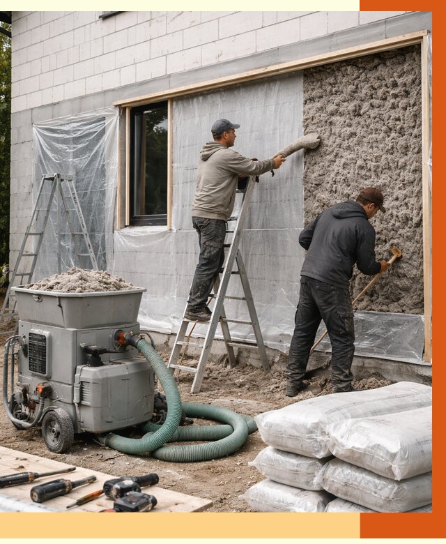 Утепление дома из газобетона эковатой в Пскове от 4568 руб./м2 | ТепломастерПск